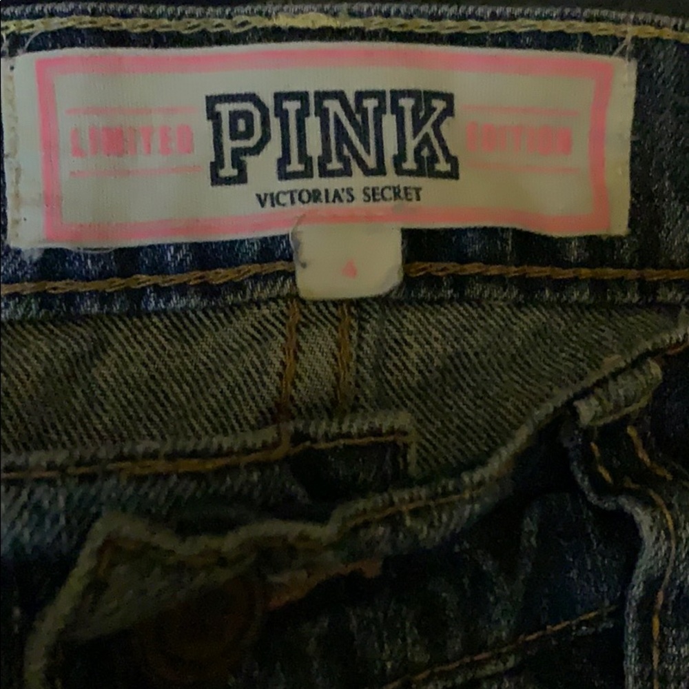 Pink Victoria's Secret Jeans Jeweled Distressed - Picture 7 of 8